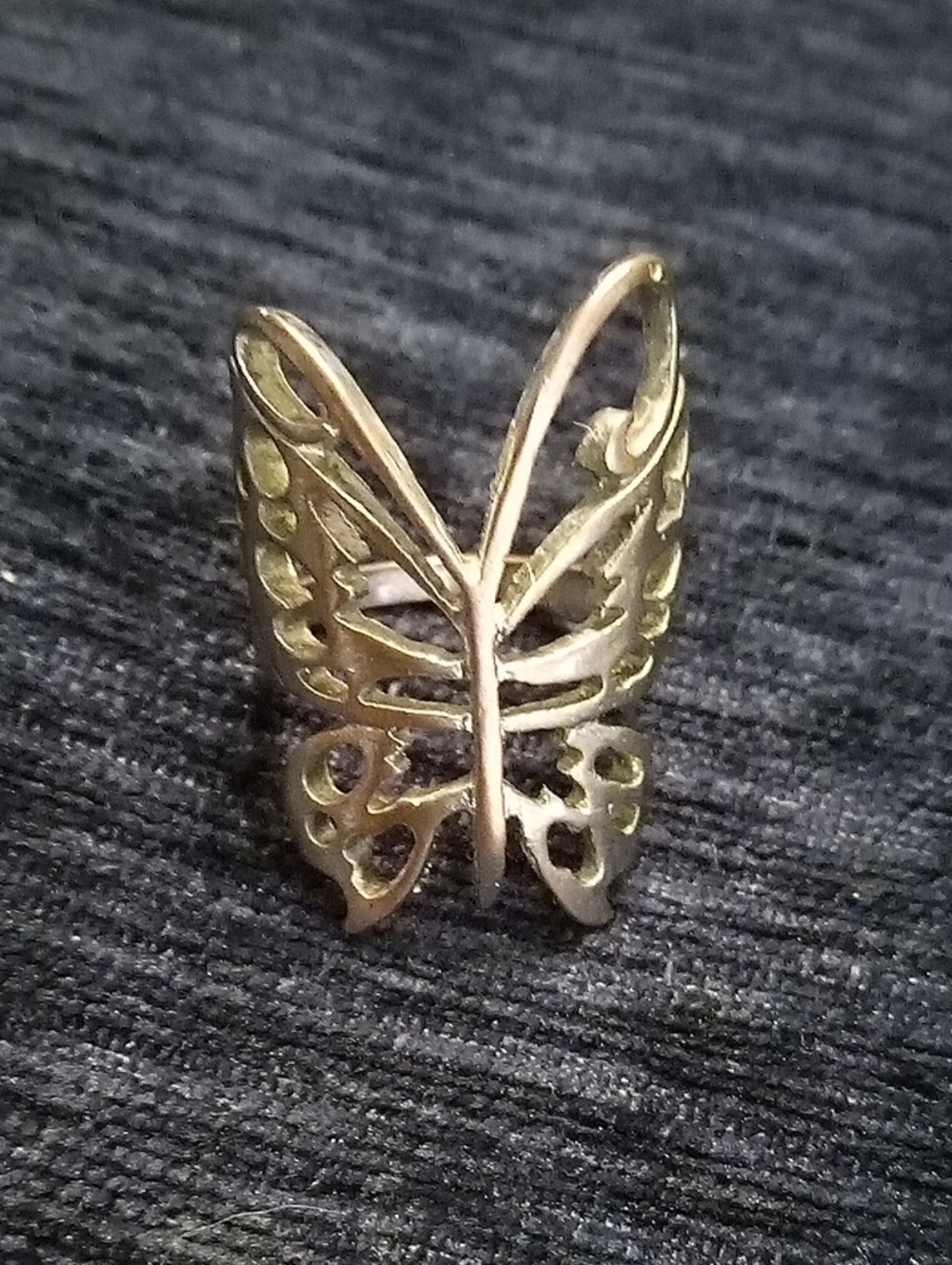 Vintage Gold Butterfly Cutout Ring - Women Jewelry